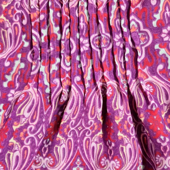 Coldwater Creek Purple Paisley Pleated Button-Up Blouse Boho Whimsigoth - Picture 4 of 8